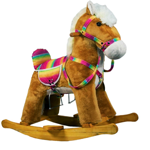 راکر اسب کودک چوبی قهوه ای روشن -اسباب بازی